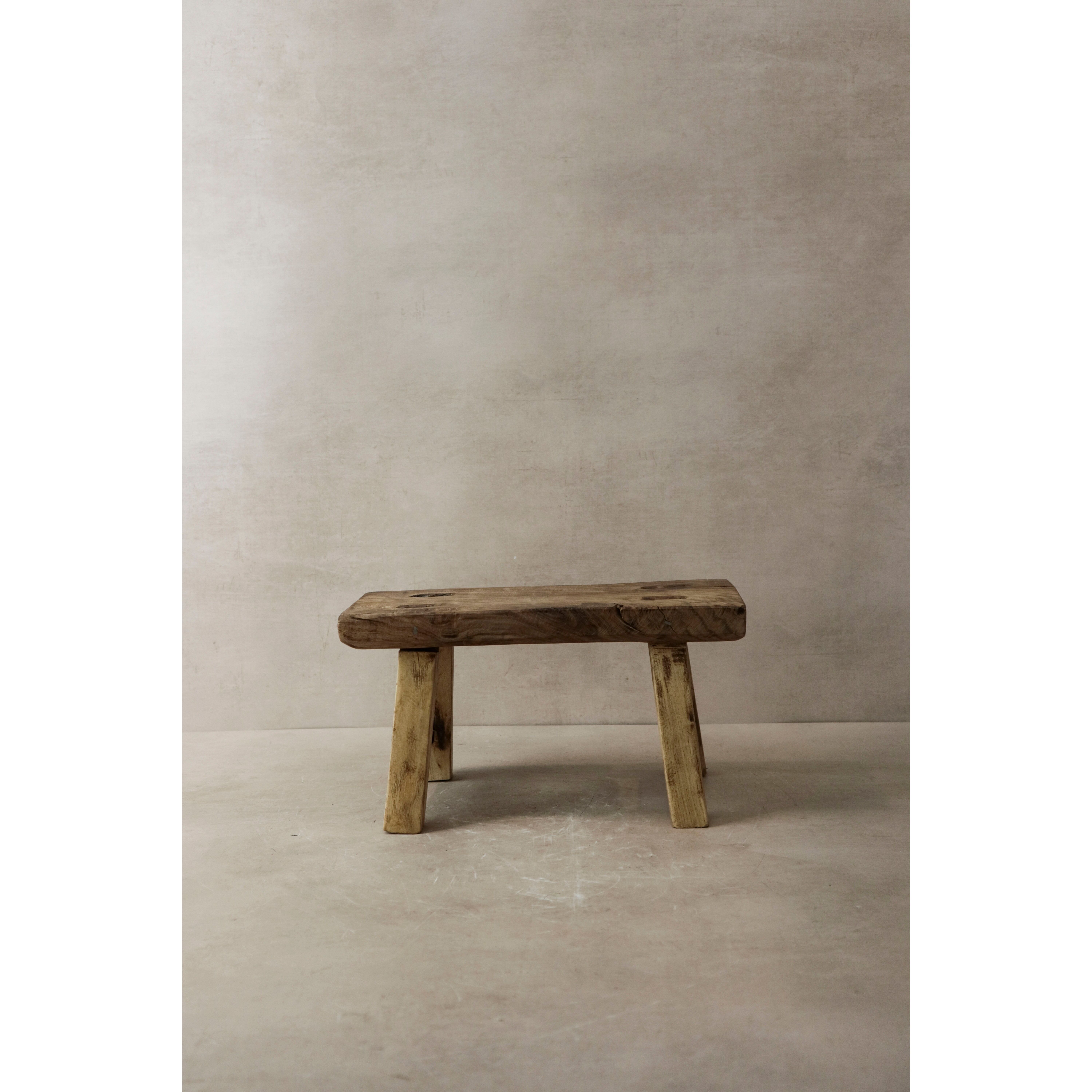 Tabouret rustique vintage en bois d'orme - Petit - No 1