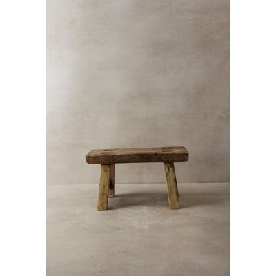 Vintage Rustic Elm Wood Stool - Small - No 1