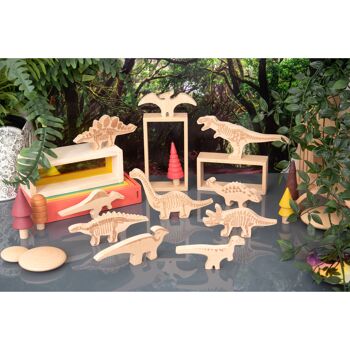 Blocs en bois de dinosaures - Blocs de construction - Jouets en bois 3