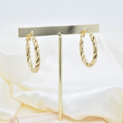 Stainless steel twist hoop earrings - BO100224