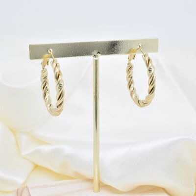 Boucles d'oreilles créoles torsade en acier inoxydable - BO100224