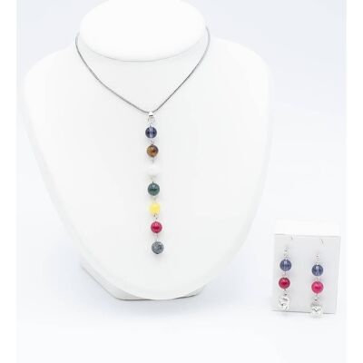 Ensemble pendentif et boucles d'oreilles 7 chakras