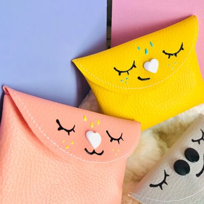 Soft children's coin purse in imitation leather - Handmade in France