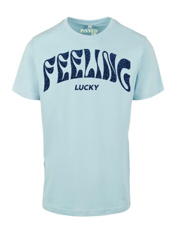 T-shirt Regular Feeling Lucky Bleu Foncé Glitter 1