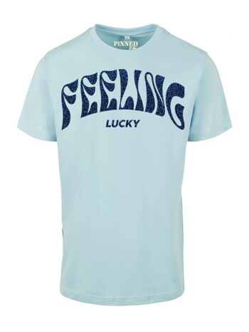 T-shirt Regular Feeling Lucky Bleu Foncé Glitter 6