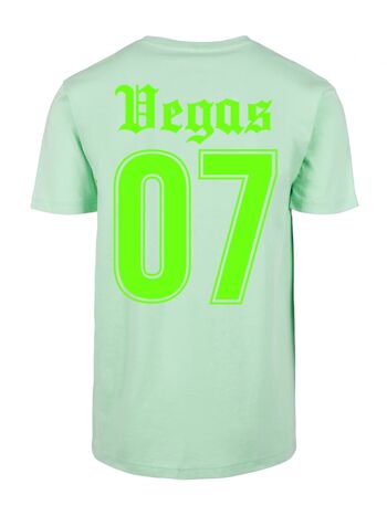 T-shirt Regular Velours Vert Fluo Vegas 07 Dos 2