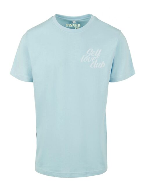 Regular T-shirt Self Love Club Chest Light Blue Glitter