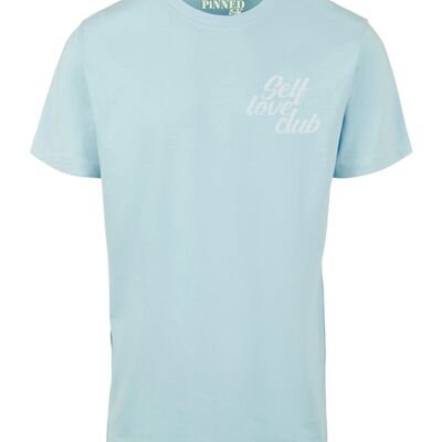 Camiseta Regular Self Love Club Pecho Azul Claro Glitter