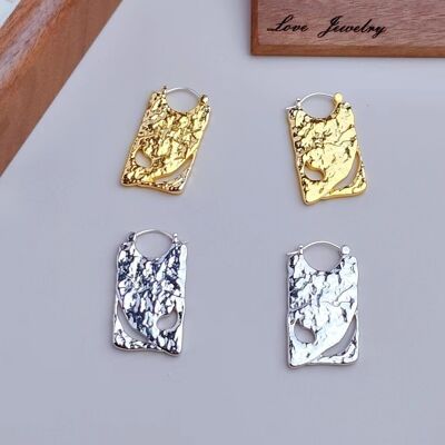 Goldene Brett-Ohrhänger mit einzigartigem Design - Gold und Silber