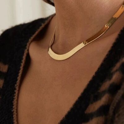 Herringbone chain - 7mm width - Gold Vermeil and Sterling silver