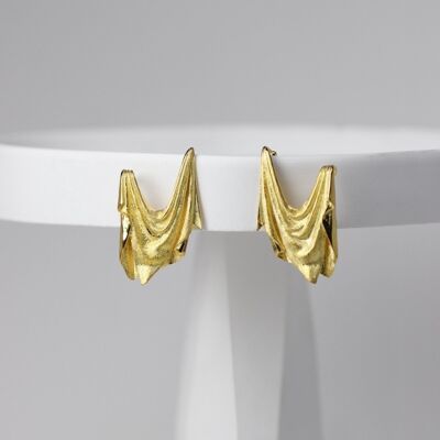Polsino auricolare unico - Design in tessuto di seta - Oro vermeil e argento sterling - Un pezzo