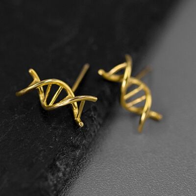 Orecchini a bottone DNA dal design creativo: oro vermeil e argento sterling