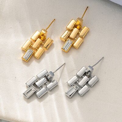 Unique Watch Strap Earrings with Dazzling Stone - Gold n Silver