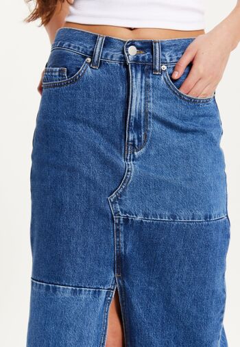 Jupe mi-longue en jean bleu Liquorish 5