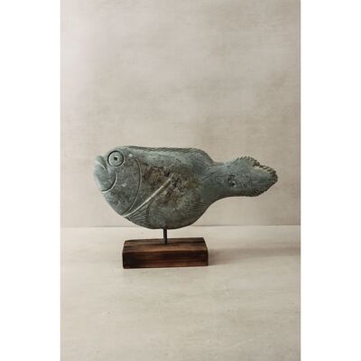 Stone Fish Sculpture - Zimbabwe - 35.5