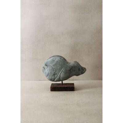 Stone Fish Sculpture - Zimbabwe - 33.5