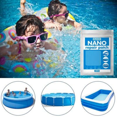 SUPER NANO: 10 Parches Reparadores Impermeables para Piscinas, Boyas, Colchones