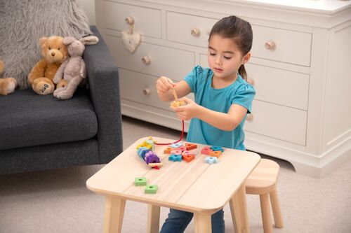 Rainbow Wooden Lacing Shapes - Threading toy - Early years