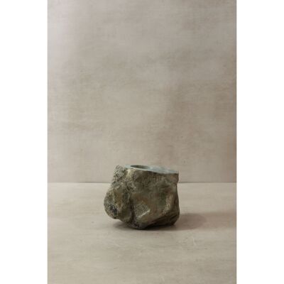 Portacandele in pietra naturale con bordo grezzo - 98.1