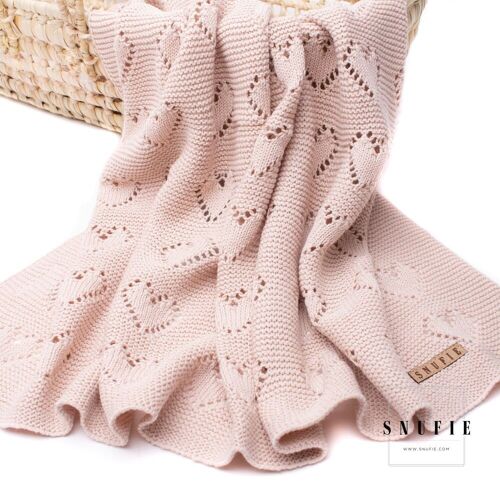 Baby Blanket | Knitted LOVE | Beige 80x100cm
