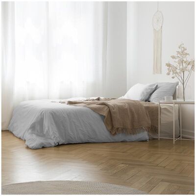 Housses de couette 2 personnes en percale de coton Studio Hemliv gris clair 200x220