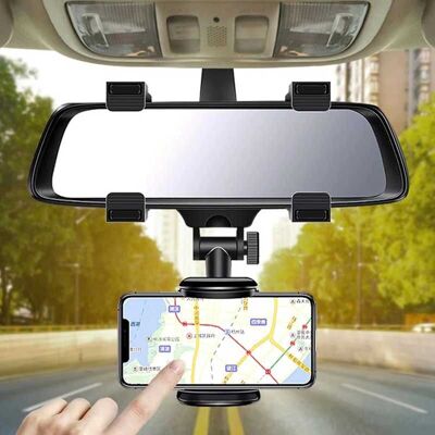 SWIVEL 360: Universal Rotating Adjustable and Retractable Phone Holder Attachment to Rearview Mirror