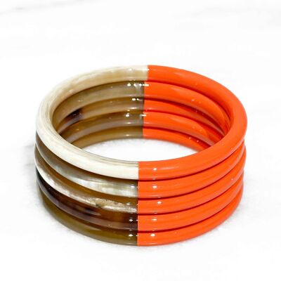 Bracelet coloré en corne véritable - Orange
