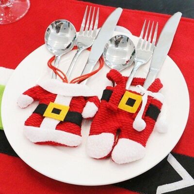 Set of 3 Santa Claus Cutlery Holders for Table Decoration