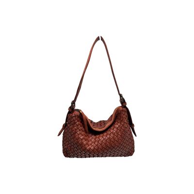 BORSA A TRACOLLA IRIS IN PELLE LAVATA COGNAC