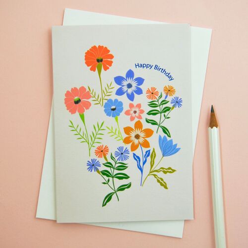 Happy Birthday Floral Greetings Card