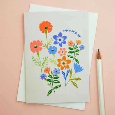 Blumengrußkarte „Alles Gute zum Geburtstag“