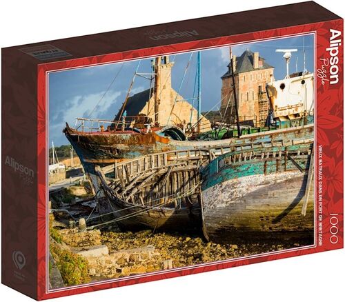 ALIZE GROUP - Puzzle 1000 pièces Vieux Bateaux dans un Port de Bretagne
