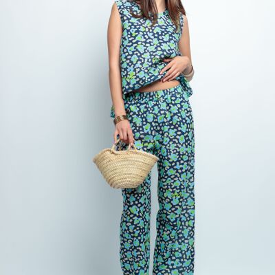 Women's Appel Print Linen Pants