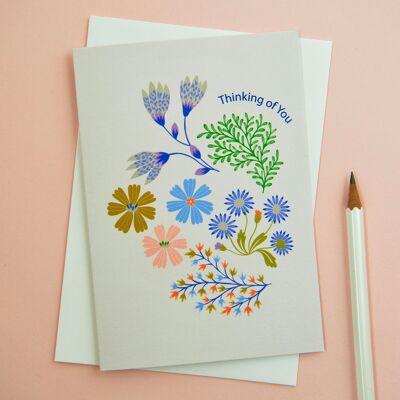 Thinking Of You Floral Sympathy Greetings Card