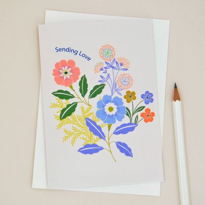 Sending Love Floral Sympathy Greetings Card