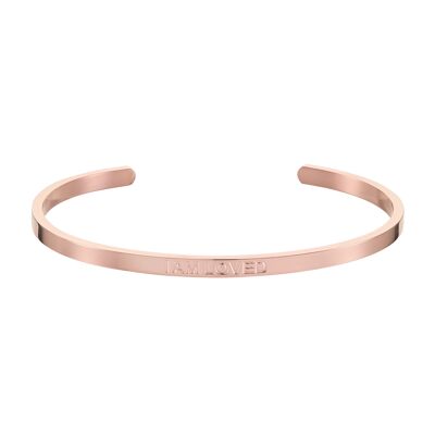 Bracciale con affermazione I AM LOVED (oro rosa)