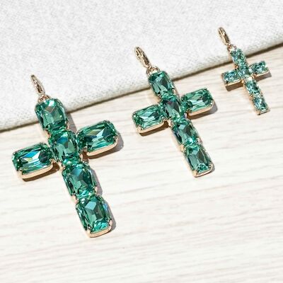 Crystal Cross - Pendant - Green
