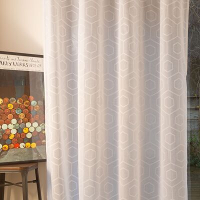 Rideau Voilage Grande largeur TOKYO - Col Blanc - Panneau à oeillets - 200 x 260 cm - 100 % pes