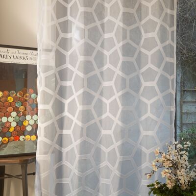 Tenda in voile FIDJI - Colletto bianco - Pannello con occhielli - 140 x 260 cm - 100% poliestere