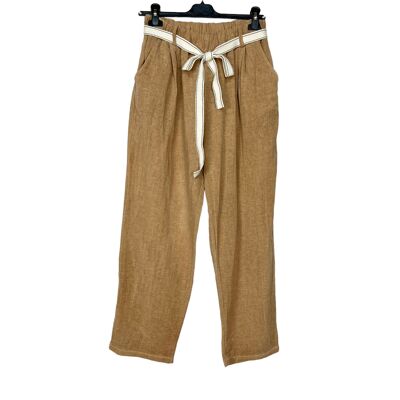 P 81166 Large size pants, plain with belt
