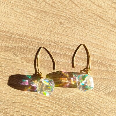 DIAMONDS LARGE hook earrings in stainless steel and Plexy Glam resin crystal