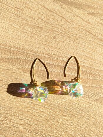 Boucles d'oreilles DIAMONDS GRANDE crochet en acier inoxydable et cristal en résine Plexy Glam 1