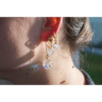 Boucles d'oreilles DIAMONDS GRANDE crochet en acier inoxydable et cristal en résine Plexy Glam 2