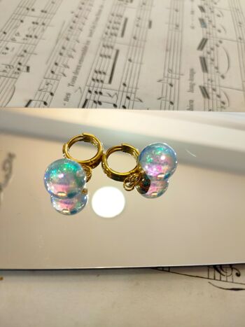 Boucles d'oreilles bulle anneau en acier inoxydable et cristal en résine Plexy Glam 1