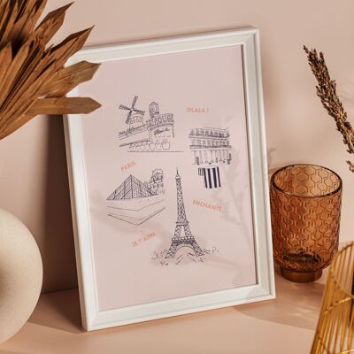 Paris Monuments Poster