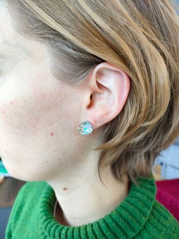 Boucles d'oreilles PLEXY PERLE MOYENNE clous en acier inoxydable et cristal en résine Plexy Glam 2