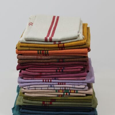 Old vintage striped tea towel - hand dyeing