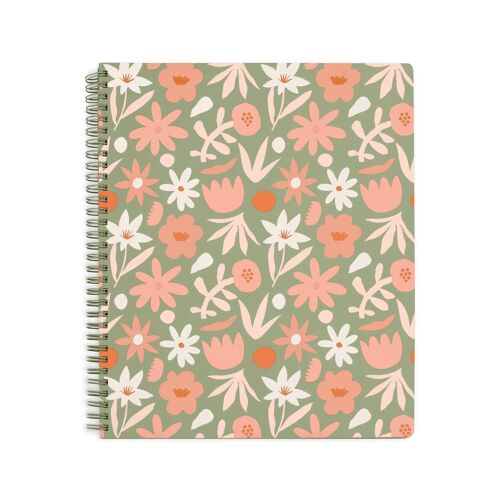 Large Notebook, Daisy Floral Green