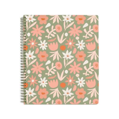 Large Notebook, Daisy Floral Green