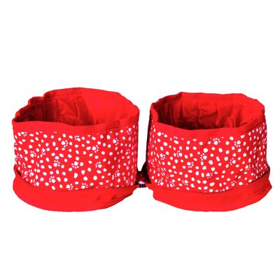 Portable Dog Bowl, Red Paws and Dots